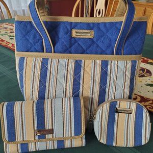 Longaberger Quilted Purse w/Wallet and Coin Purse